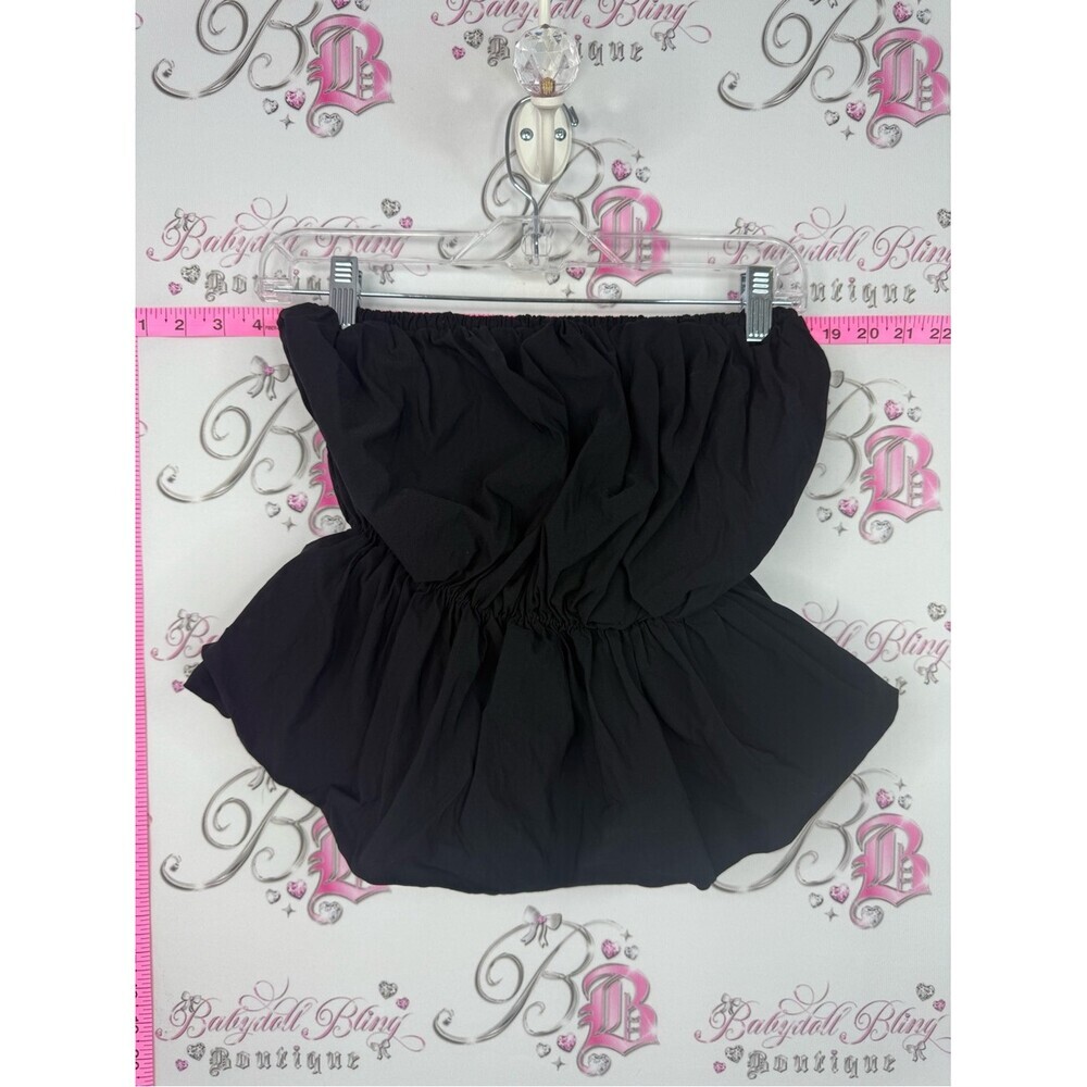 Strapless top Women’s Black Elastic Waist Bubble tube top
